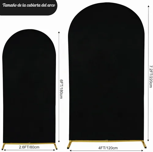 Vista 2 de Juego de 2 fundas para arco de boda de 2 lados, parte superior redonda de spandex ajustada, funda de telón de fondo para arco, para decoración