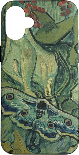 Vista 22 de iPhone 13 gran polilla pavo real de Vincent van Gogh, insecto en una caja de jardín