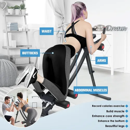 Vista 6 de Entrenador Abdominal, Máquina AB Ajustable en Casa o Gimnasio para Entrenamiento de Fuerza del Core, Equipo de Fitness Plegable para Abdominales