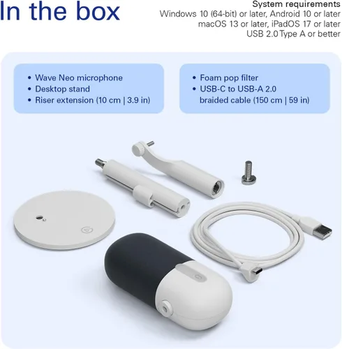 Vista 17 de Elgato Wave Neo - Micrófono de condensador USB, toque para silenciar, para juegos, transmisión, reuniones, grabación de voz