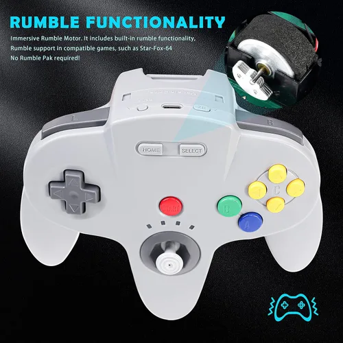 Vista 3 de 2 Pack 2.4 GHz Wireless Switch N64 Controller, USB Receiver & N64 Receiver, Compatible with Windows PC iOS Mac Raspberry Pi, N64 Switch OnlineNSO