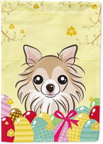 Vista 115 de Caroline's Treasures BB1920CHF - Bandera de caza de huevos de Pascua con diseño de bulldog francés, para casa, gran porche, para colgar en la pared