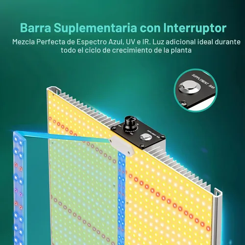 Vista 2 de Luz de Crecimiento LED SH1200 Mejorada 2025, Luces de Crecimiento LED de Espectro Completo Regulables con UV e IR para Plantas