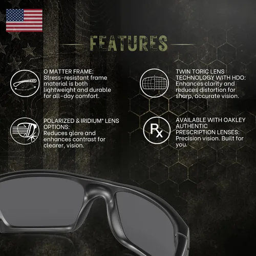 Vista 4 de Oakley Standard Issue SI FUEL CELL USA FLAG Collection Sunglasses With Kit Marco negro mate Lente gris