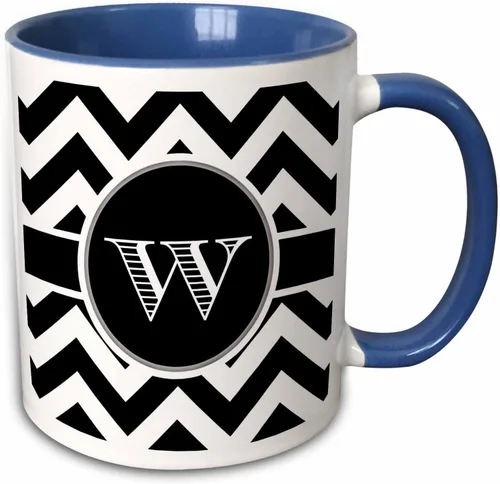 Vista 7 de 3dRose mug _ 222085 _ 1 blanco y negro Chevron monograma W – Taza de cerámica, 11-Ounce 2-Negro/Blanco