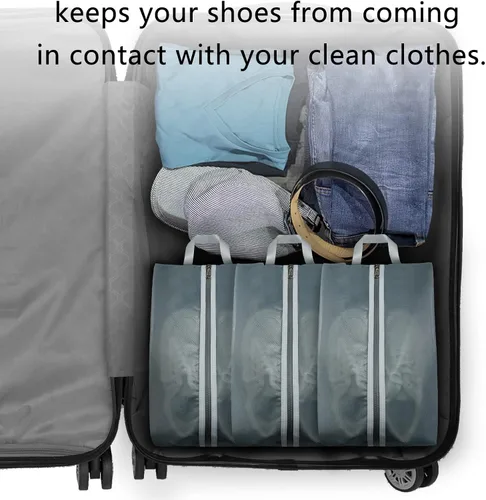Vista 7 de Moyad Bolsa de zapatos de viaje para hombres y mujeres, paquete de 2 bolsas grandes XXL con cremallera, organizador de zapatos, bolsa