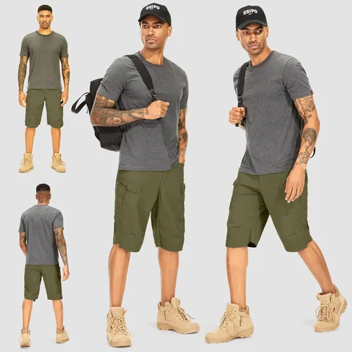 Vista 4 de Jessie Kidden Pantalones cortos tácticos para hombre, elásticos, para exteriores, resistentes al desgaste, rasgaduras, parada, trabajo, senderismo
