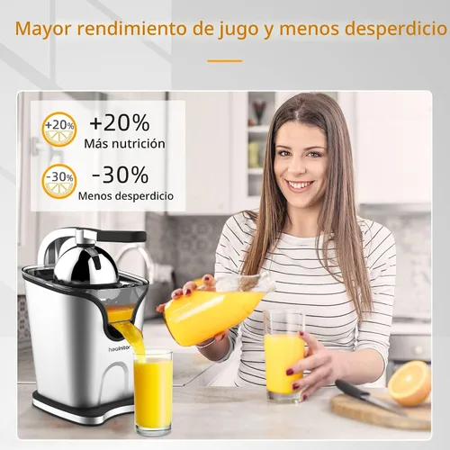 Vista 7 de Healnitor Exprimidor eléctrico de cítricos de 150 W con 2 conos, máquinas extractoras de jugo de naranja silenciosas de acero inoxidable para lima