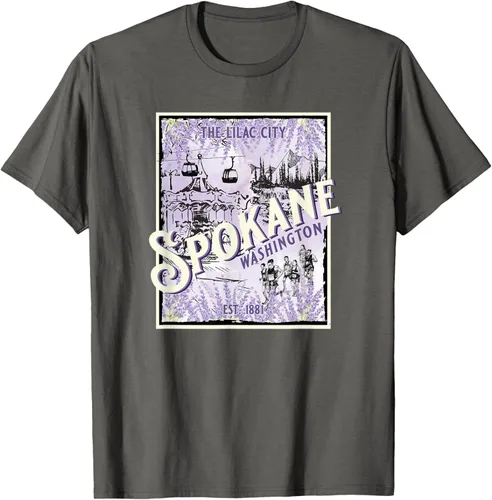 Vista 39 de Camiseta vintage Spokane Washington The Lilac City Carousel Waterfall, Negro