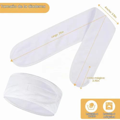 Vista 5 de SINLAND Diadema facial de spa ajustable para maquillaje, paquete de 3 3 multicolor