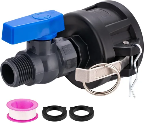 Vista 8 de Accesorios para Contenedores IBC Tote de 275-330 Galones, Adaptador de Drenaje de Tanque con Cierre de Leva de 2 Pulgadas x Rosca Macho de Manguera