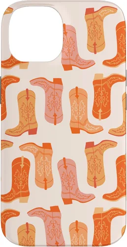 Vista 4 de Cowboy Boot Illustration Preppy Western in Orange Case for iPhone 17