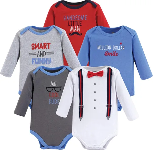 Vista 33 de Hudson Baby baby-boys Cotton Long-sleeve Bodysuits 5-pack