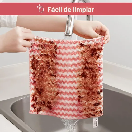 Vista 8 de JOYMOOP Paño de limpieza de microfibra, juego de 18 piezas, pequeño, rosa