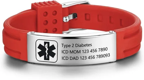 Vista 31 de OPALSTOCK Pulseras médicas personalizadas de silicona ajustable para identificación de emergencias, grabado gratuito, 9 pulgadas, resistente al