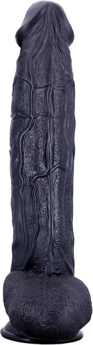 Vista 8 de Consolador negro súper enorme de 17.3 pulgadas, consolador de polla larga, monstruo gigante, juguete sexual anal grueso y grande con consoladores
