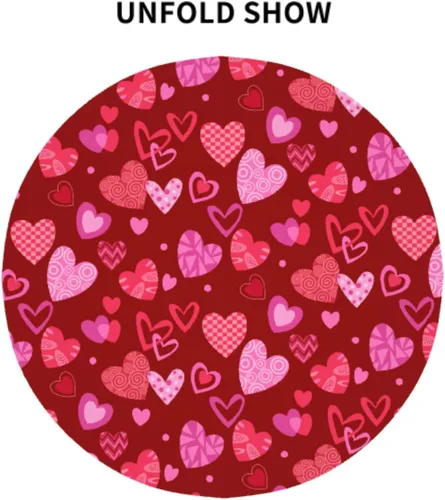 Vista 3 de Sweetshow Mantel redondo para el día de San Valentín de 60 pulgadas, rústico, romántico, rosa, rojo, corazón, estampado de corazón, con decoración