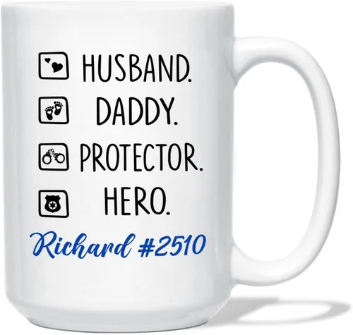 Vista 12 de Taza de café personalizada de policía de regalo para amigo compañero de trabajo, I Never Dreamed I'd Grow Up To Be A Cop Taza de café de cerámica