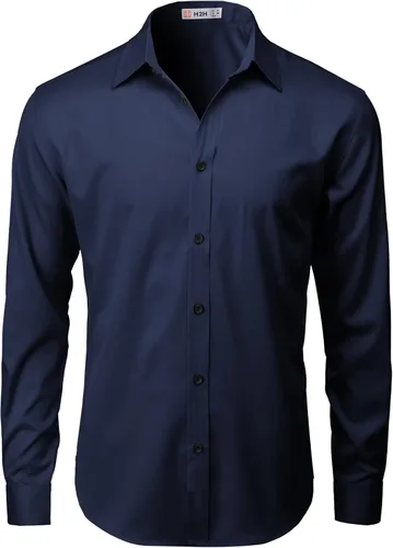 Vista 3 de H2H Camisas casuales de manga largacorta con botones para hombre