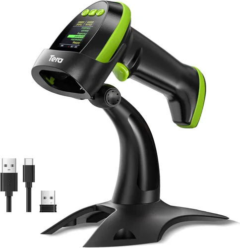 Vista 10 de Tera Escáner de código de barras QR 1D 2D inalámbrico con soporte, resistente resistencia a caídas IP66, lector de mano de escaneo de imágenes