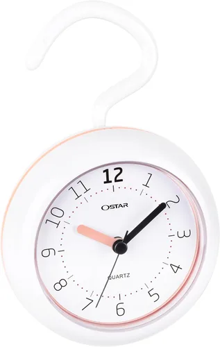 Vista 10 de OSTAR Reloj de ducha de baño impermeable, reloj analógico de cuarzo, soporte colgante de doble propósito, funciona con pilas AA, tamaño redondo