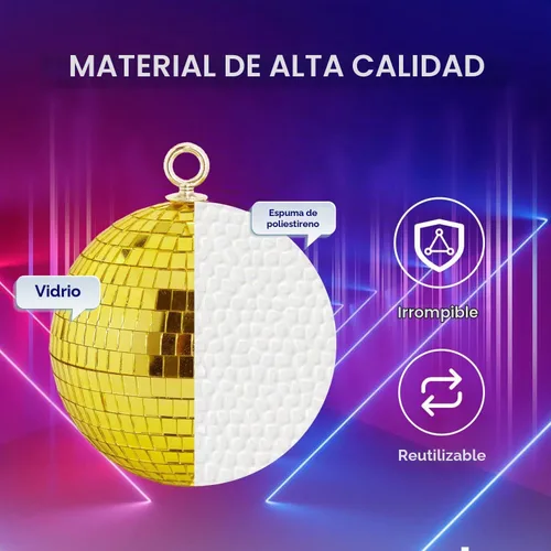 Vista 3 de Bola de discoteca dorada pequeña de 6 pulgadas: decoración de fiesta de discoteca con espejo colgante Dorado