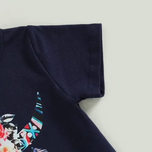 Vista 4 de fhutpw Conjunto de camiseta de manga corta con estampado de vaca y pantalones acampanados de dibujos animados para niñas