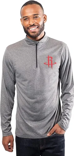 Vista 60 de Ultra Game Camiseta oficial de la NBA de manga larga con cremallera corta para hombre Gris Caliente Carbón