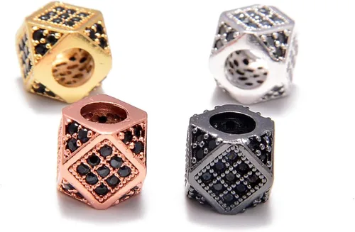 Vista 5 de AD Beads Pulsera de cuentas de zircón con tachuelas de strass