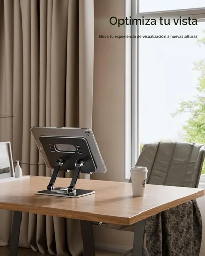 Vista 9 de Soporte para Tablet con Base Giratoria de 360° de Aluminio Ajustable de Doble Varilla para Todos los iPad de 5.8-12.9”, Samsung, Teléfono Tablet