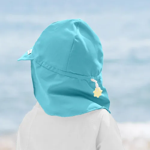 Vista 3 de Green Sprouts Sombrero de natación unisex para bebé con protección solar y solapa Aguamarina