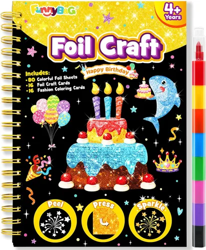 Vista 30 de FUNNYB&G Arte en papel de aluminio para niños - Manualidades de Navidad, regalos de fiesta, rellenos de calcetines para niños, suministros de arte
