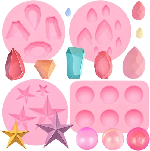 Vista 11 de Molde de silicona con forma de estrella, 3 paquetes de moldes de fondant de estrellas para decoración de tartas, cupcakes, arcilla de chocolate