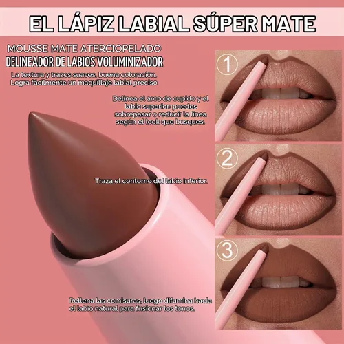 Vista 5 de Baorder Juego de lápices de labios mate de 12 colores, lápiz labial de terciopelo cremoso, de larga duración, impermeable, suave, altamente