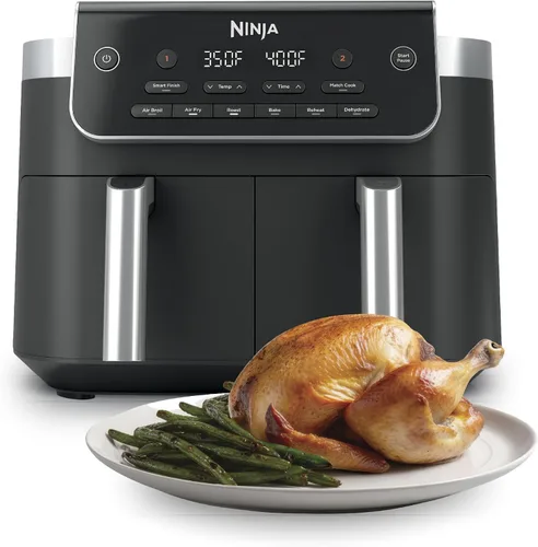 Vista 10 de Ninja Foodi - Freidora de aire, 10 cuartos de galón DualZone Smart XL 10QT con termómetro NEGRO