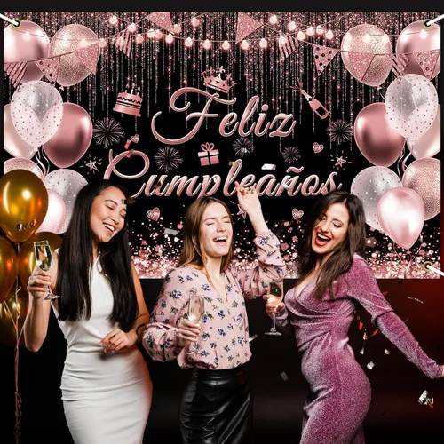 Vista 5 de Avezano Cartel de Feliz Cumpleaños para decoración de fiesta de cumpleaños mexicana, telón de fondo, fiesta española, fondo de fiesta de cumpleaños