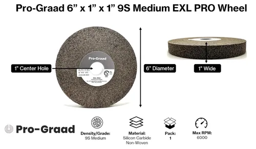 Vista 2 de EXL PRO Rueda de pulido de desbarbado convoluto – 6 x 1 pulgada x 1 pulgada 9S de carburo de silicio mediano – grado profesional – Rueda