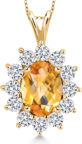 Vista 26 de Gem Stone King Collar con piedra natal ovalada de plata chapada en oro amarillo de 18 quilates, ovalado de 0.315 x 0.236 in, collares con colgante