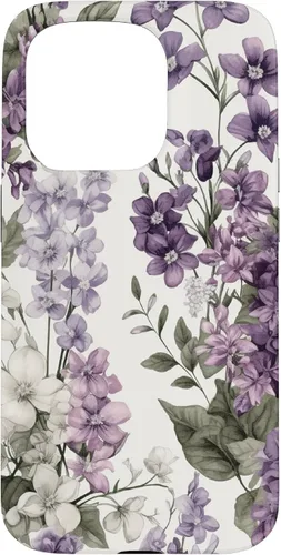 Vista 14 de White Violet Purple Lavender Lilac Floral Funda de flores botánicas para iPhone 17