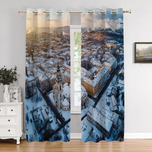 Vista 97 de Cortinas opacas de poliéster multicapa para ventanas de padre e hijo, 2 unidades, 26 x 24 pulgadas