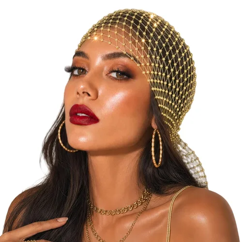 Vista 12 de Munyee - Bufanda Hua Rave para mujer con diamantes de imitación, bufanda de malla de lentejuelas de 35.4 in, bandana brillante con espalda elástica