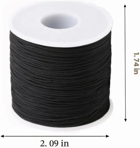Vista 4 de Cordón de nailon de 0.020 in, hilo de ajuste para nudos chinos, collares, joyería, macramé, cuentas, pulseras de 150 yardas (negro)