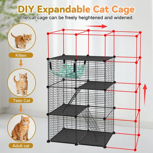 Vista 9 de VISCOO Jaula para gatos (para gatito), recintos para gatos Catio de 3