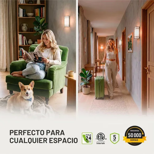 Vista 2 de ASD - Lámpara de pared LED para interiores, níquel cepillado 3000/4000 8 pulgadas Níquel cepillado