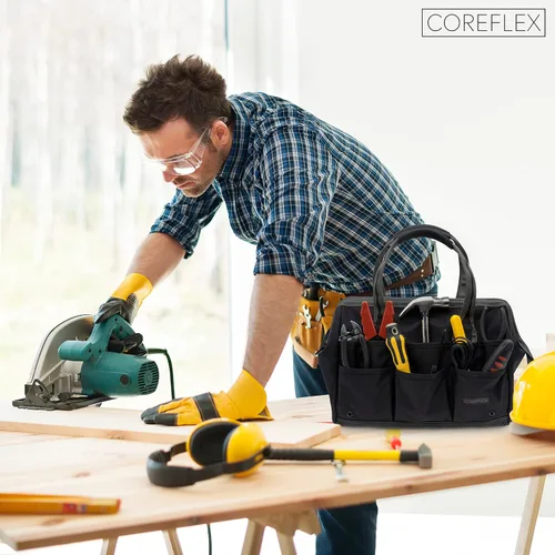 Vista 6 de Coreflex Bolsa de herramientas de 14 pulgadas de boca ancha, bolsa de equipo, de múltiples propósitos - para plomeros, electricistas, manitas