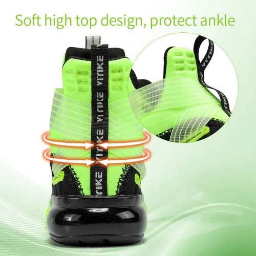 Vista 4 de JMFCHI - Zapatos de baloncesto para niños, de alta calidad, deportivos, duraderos, con cordones, antideslizantes, para correr, seguros para niños