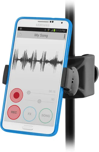 Vista 3 de IK Multimedia iKlip Xpand Mini soporte para micrófono con soporte para teléfono, compatible con teléfonos inteligentes iPhone y Android de 3.5" a