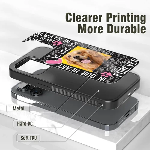 Vista 4 de Fundas personalizadas para teléfonos con nombre de perros y mascotas, Negro