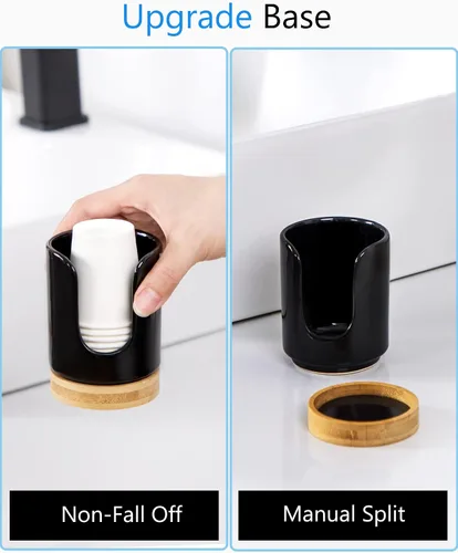 Vista 2 de Dispensador de tazas de baño de cerámica, soporte desechable de papel y plástico de 3 onzas, dispensador de tazas de enjuague bucal para baño
