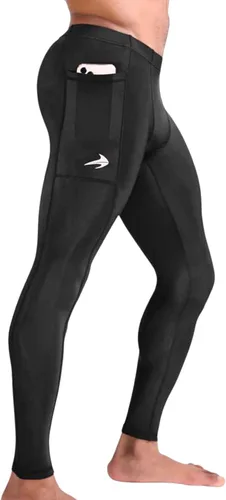 Vista 15 de CompressionZ Pantalones de compresión para hombre, para entrenamiento, deportes Leggings de capa base para correr Negro